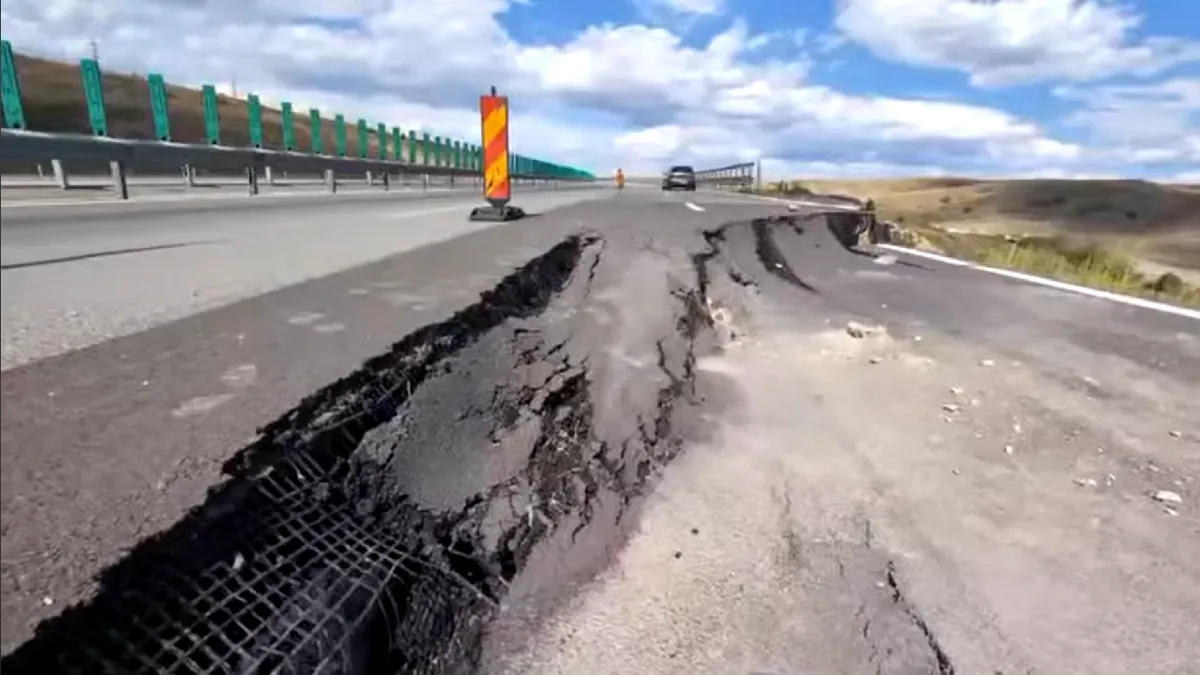 A10 Sebeș-Turda se surpă din nou, în același loc. E pentru a șasea oară în ultimii trei ani