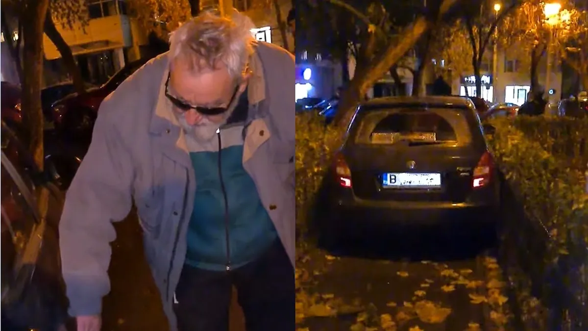 Un șofer în vârstă din București încearcă să iasă din parcare, dar nu vede ditamai copacul. VIDEO
