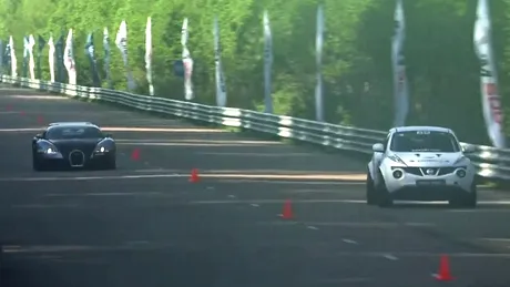 Finiş la mustaţă: Nissan Juke R VS Bugatti Veyron