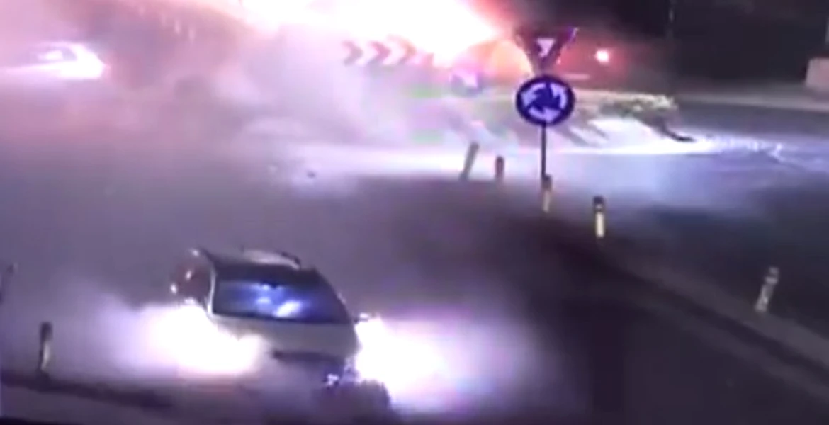 Accident live. Sens giratoriu pe post de trambulină în Bragadiru – VIDEO