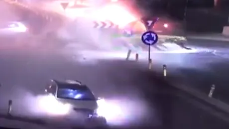 Accident live. Sens giratoriu pe post de trambulină în Bragadiru - VIDEO