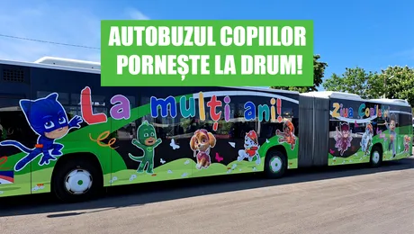 Un autobuz plin de petreceri și voie bună, pentru cei mici. Autobuzul copiilor va porni azi la drum prin Brașov