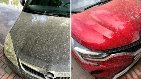 „Ploaia sângerie”, un coșmar pentru șoferi. Cât costă să speli praful saharian de pe mașină