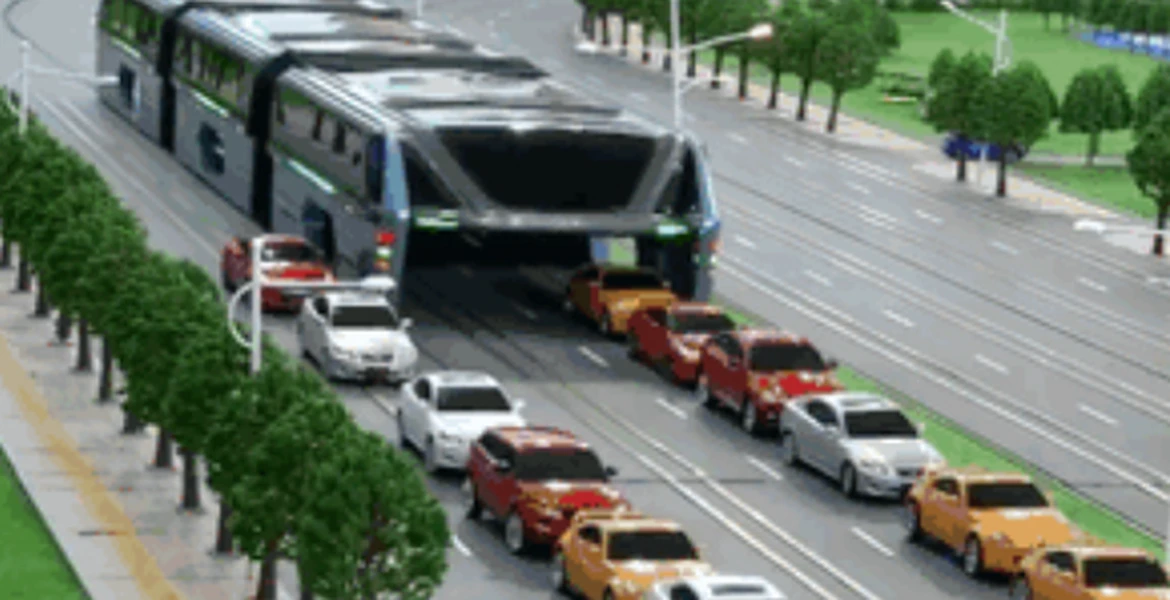 Viitorul transportului public – Poate transporta 1200 de persoane şi care circulă pe deasupra maşinilor | VIDEO