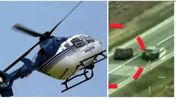 Filmat din elicopter cum face depășiri riscante pe DN6. Ce a pățit acest șofer după ce a fost oprit de polițiști | Video
