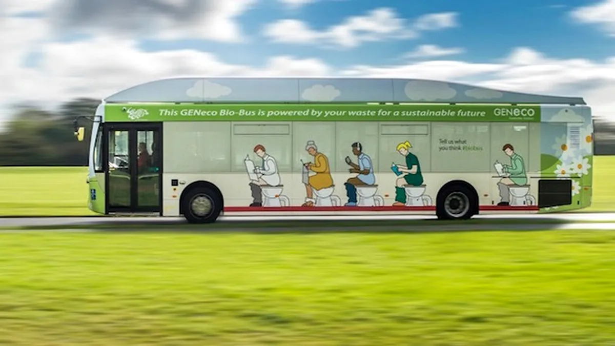 Poo-Bus: Autobuzul care funcţionează cu bio-metan obţinut din dejecţii şi resturi de mâncare