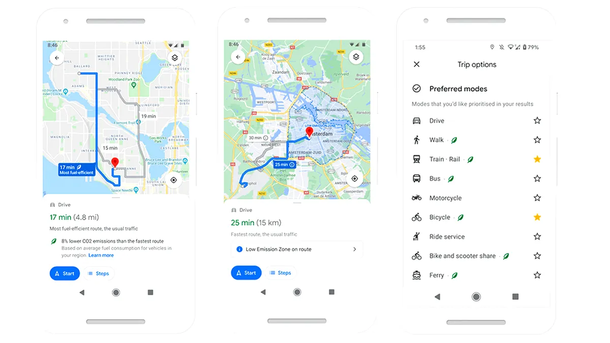Funcția Google Maps care afișează rutele eco va fi accesibilă și în România