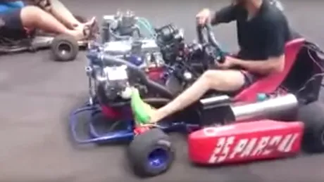 Brazilianul nebun care a montat un motor turbo cu 4 cilindri pe un kart - VIDEO