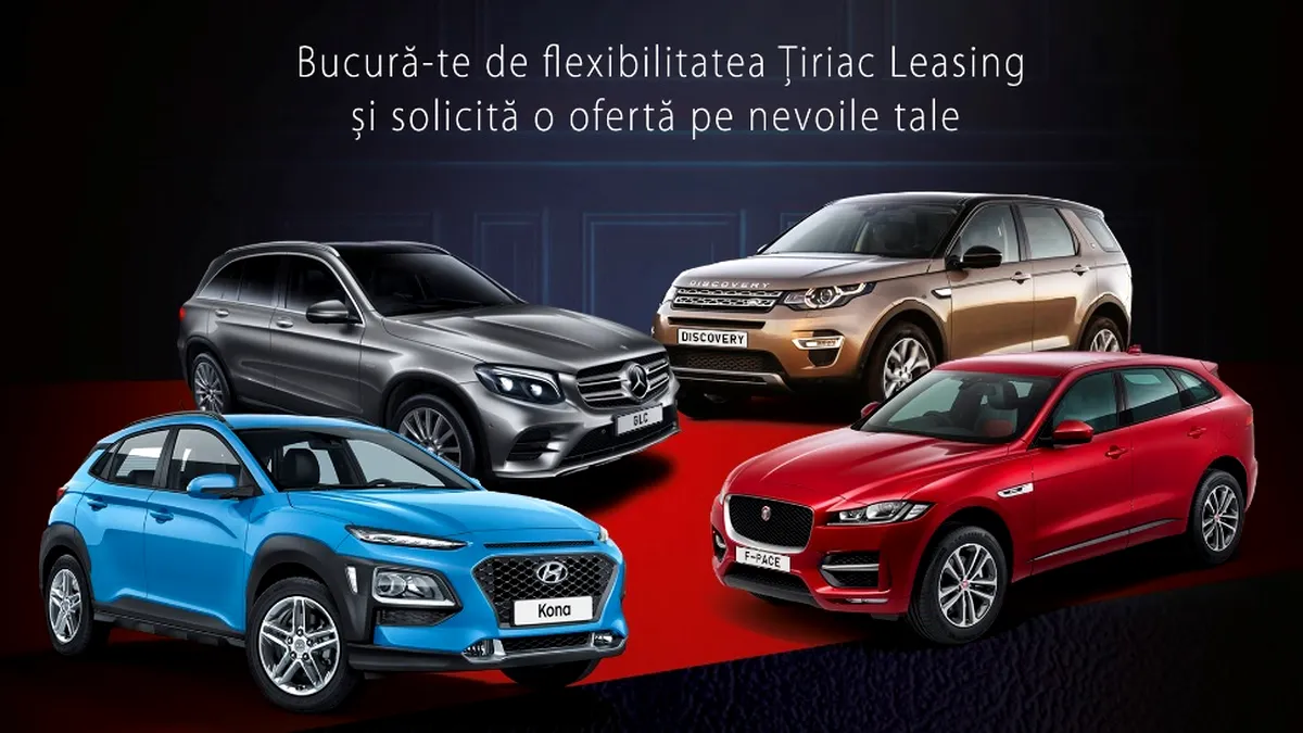 Ţiriac Leasing participă la Salonul Auto Bucureşti şi Accesorii 2019, aducând vizitatorilor promoţii speciale - 4 plinuri de combustibil gratuite şi oferte pentru mărcile: Hyundai, Mercedes-Benz, Land Rover şi Jaguar