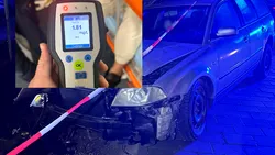 Accident grav pe DN1E60, la Florești: șofer beat, impact violent cu un panou publicitar