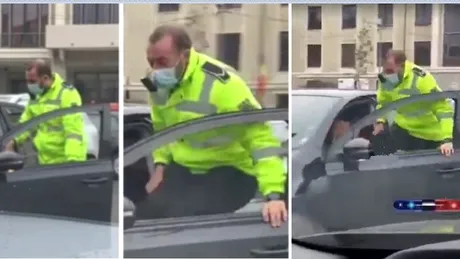 Intervenție ca în filme a unui polițist la Cluj. Șoferul oprit de el a încercat să fugă. VIDEO