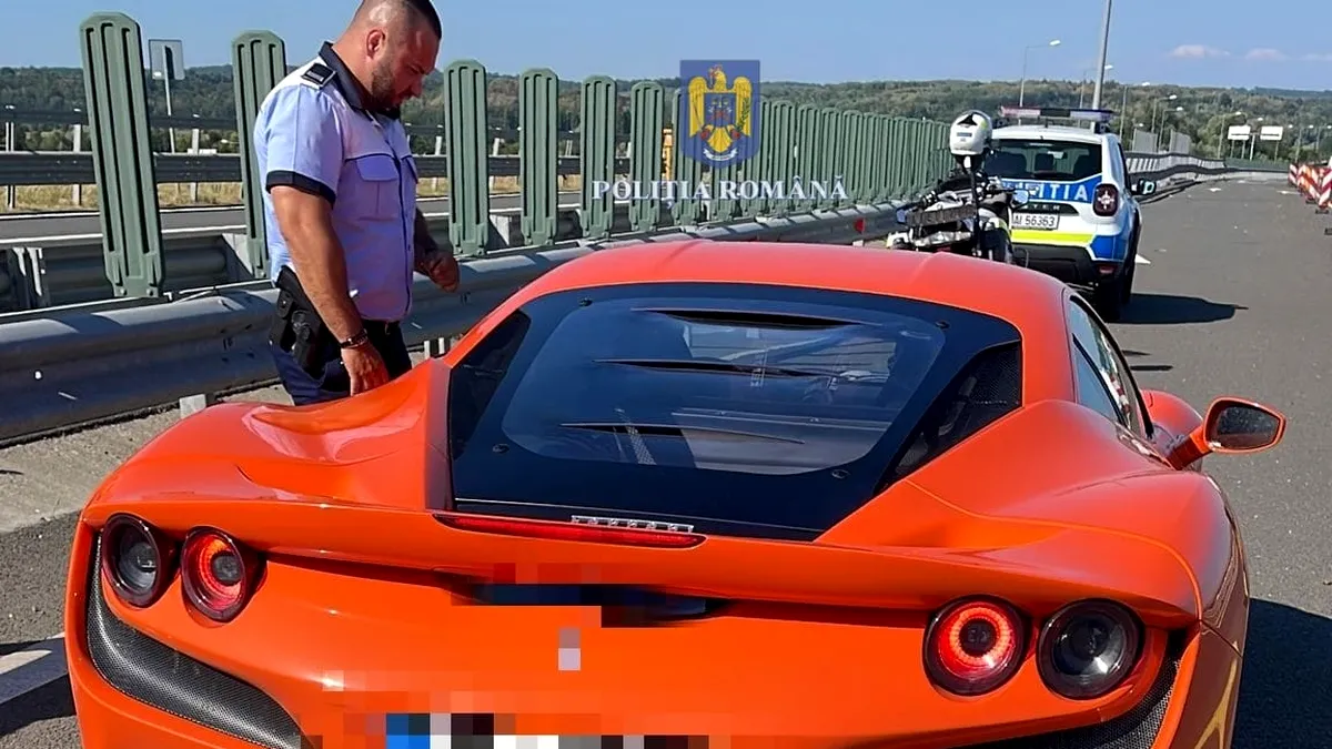 Șoferul unui Ferrari a fost prins conducând cu 230 km/h pe A1