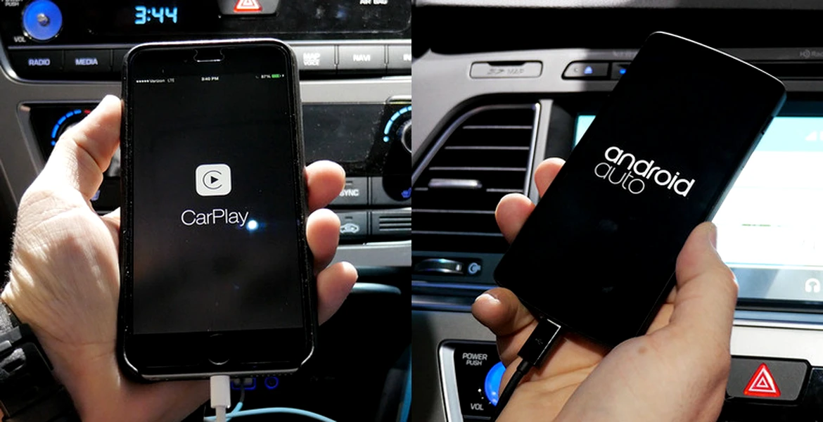 Comparaţie între Android Auto şi Apple CarPlay. VIDEO