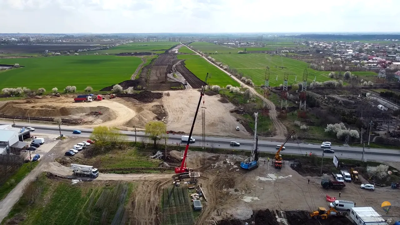 Imagini aeriene cu stadiul lucrărilor pe Autostrada A0 Centura București 2021 - 2 