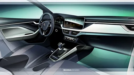 SKODA a publicat prima schiţă cu interiorul noului hatchback compact Scala - FOTO