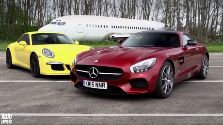 AutoExpress: Mercedes-AMG GT vs Porsche 911 GTS pe circuit şi drag race