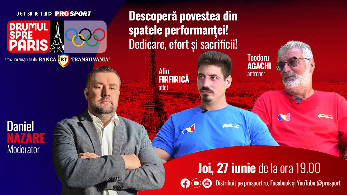 Sportivul Alin Firfirică și antrenorul său, Teodoru Agachi, invitații emisiunii „Drumul spre Paris” de joi, 27 iunie, de la ora 19:00