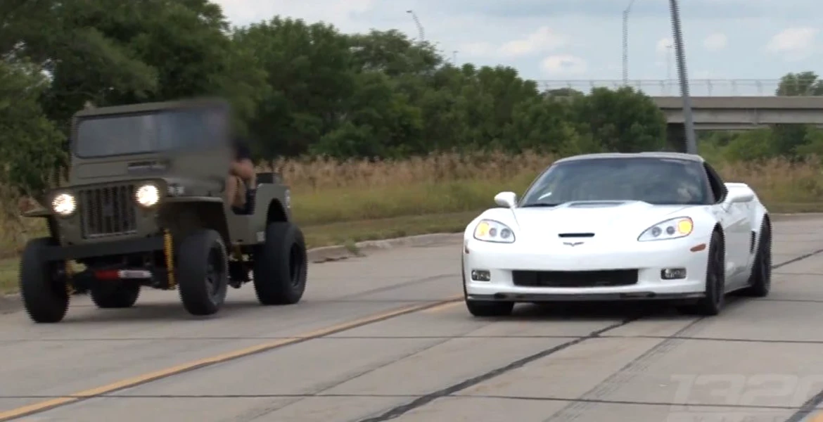 Liniuţe: Un Willys Jeep vs. Corvette ZR1