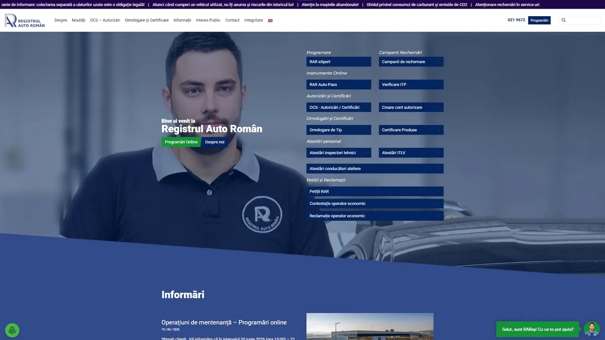 Serviciul de programări al RAR va fi inactiv. În ce perioadă nu vor mai putea fi realizate programări online 
