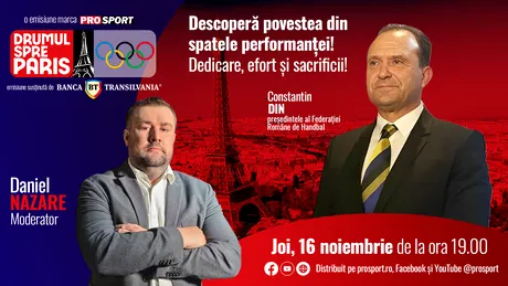 Constantin Din, președintele FR de Handbal, este invitatul emisiunii „Drumul spre Paris” de joi, 16 noiembrie, de la ora 19:00