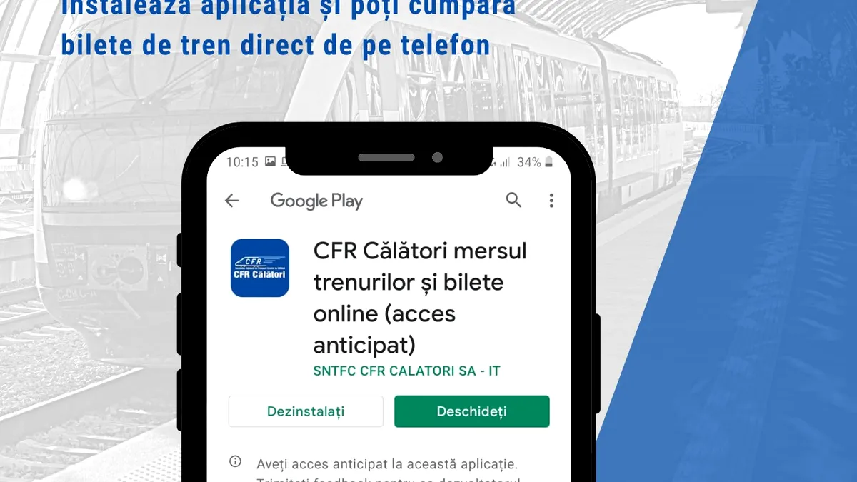 CFR se modernizează: Aplicație mobilă pentru cumpărare de bilete și alerte de călătorie