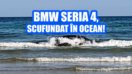 Neglijență fără limite: BMW Seria 4 Cabrio, luat de valurile oceanului – VIDEO