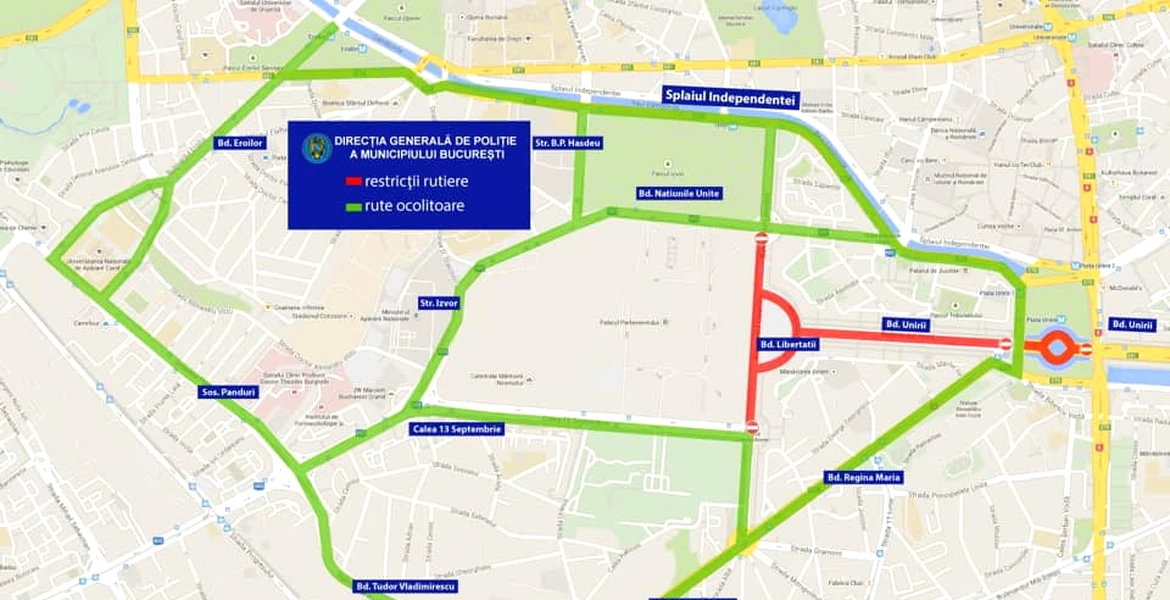 Restricţii de trafic în centrul Bucureştiului, până la finalul lunii septembrie