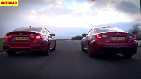 Drift şi drag race: Lexus RC F vs BMW M4. Care e mai bun? VIDEO