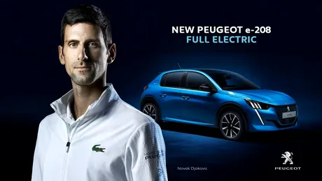 Novak Djokovic joacă la dublu cu Peugeot e-208