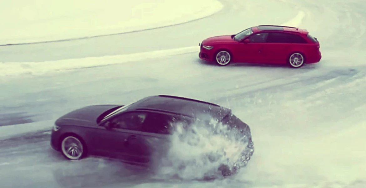 Aşa se joacă leapşa pe gheaţă, cu două Audi RS6 Avant. VIDEO
