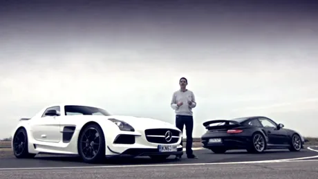 Bătălia greilor: Porsche 911 GT2 RS vs. Mercedes-Benz SLS AMG Black. VIDEO