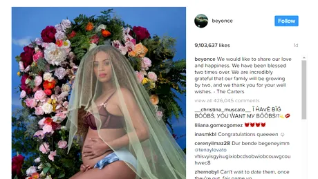 Cât citiţi fix ce am scris acum, Beyonce a mai luat încă 1.000 de like-uri pe poza asta.
