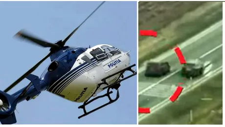 Filmat din elicopter cum face depășiri riscante pe DN6. Ce a pățit acest șofer după ce a fost oprit de polițiști | Video
