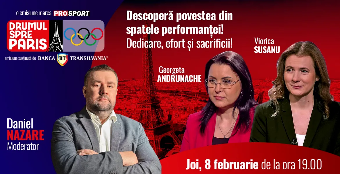 Fostele mari canotoare Georgeta Andrunache și Viorica Susanu sunt invitatele emisiunii „Drumul spre Paris” de joi, 8 februarie, de la ora 19:00