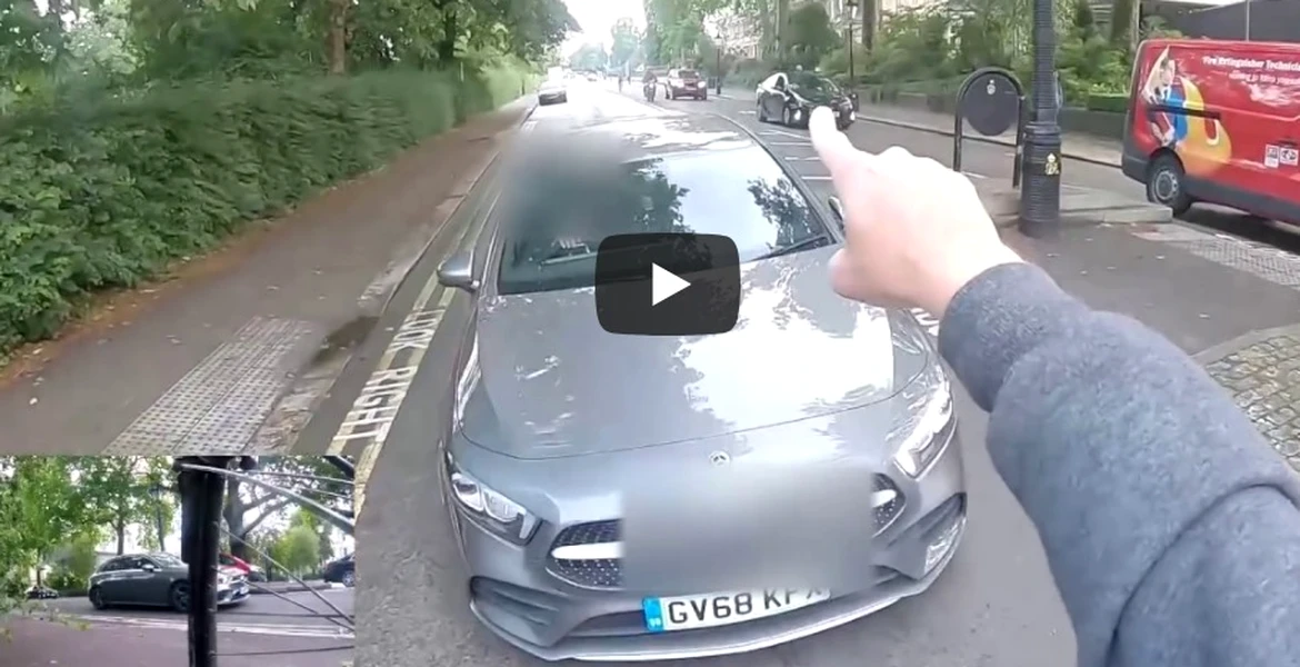 Şoferul unui Mercedes este pus la punct de un biciclist – VIDEO
