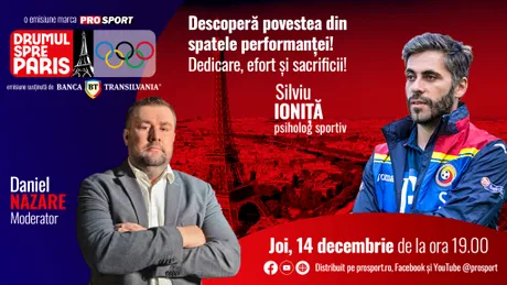 Psihologul sportiv Silviu Ioniță este invitatul emisiunii „Drumul spre Paris” de joi, 14 decembrie, de la ora 19:00