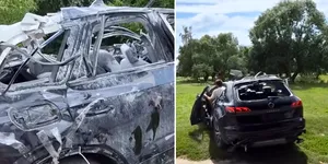 Video – VW Touareg a supraviețuit exploziei unei rachete balistice în Ucraina. SUV-ul a pornit și a plecat pe roți după atac