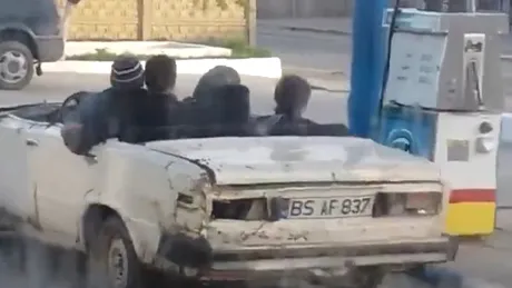 Decapotabila care a șocat Moldova. Ce mașină ciudată a fost filmată într-o benzinărie?