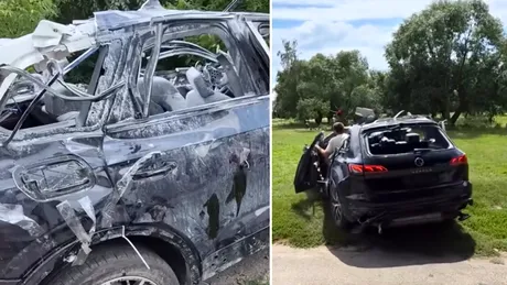 Video - VW Touareg a supraviețuit exploziei unei rachete balistice în Ucraina. SUV-ul a pornit și a plecat pe roți după atac