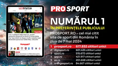 PROSPORT.RO – Cel mai citit site de sport din România în ziua de 7 mai 2024