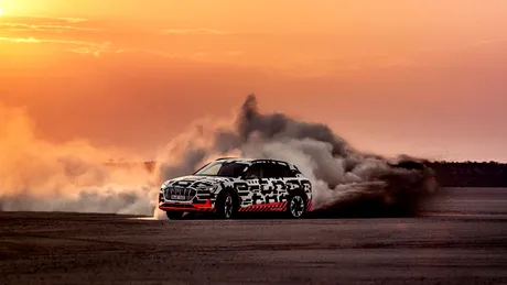 Audi e-tron îşi demonstrează dinamica într-un test drive în savana Namibiei - VIDEO