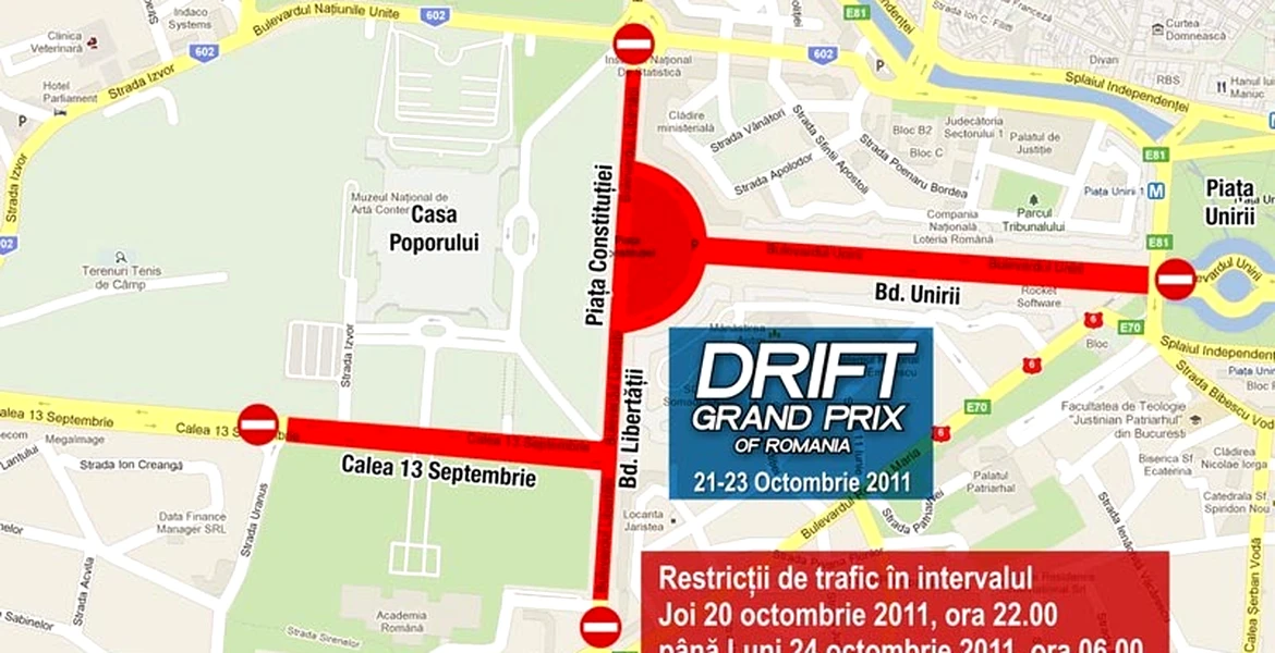 Restricţionări de trafic Bucureşti 20-23 oct din cauza Drift Grand Prix of Romania