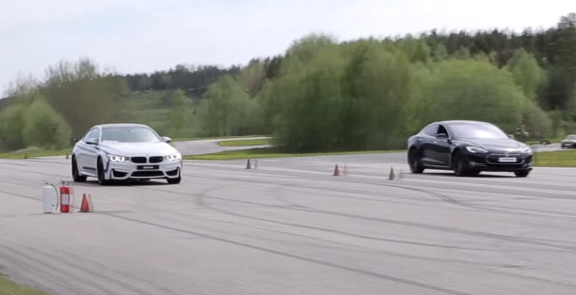 Benzină versus electric: BMW M4 se ia la întrecere cu Tesla Model S P85D (VIDEO)