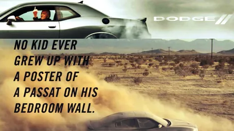 Dodge atacă sub centură VW: „niciun copil n-a crescut cu un poster cu Passat pe perete”!