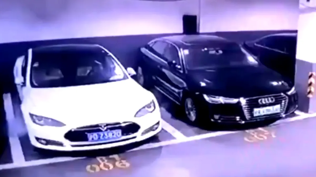 Motivul pentru care a izbucnit în flăcări maşina Tesla filmată într-o parcare subterană din Shanghai - VIDEO