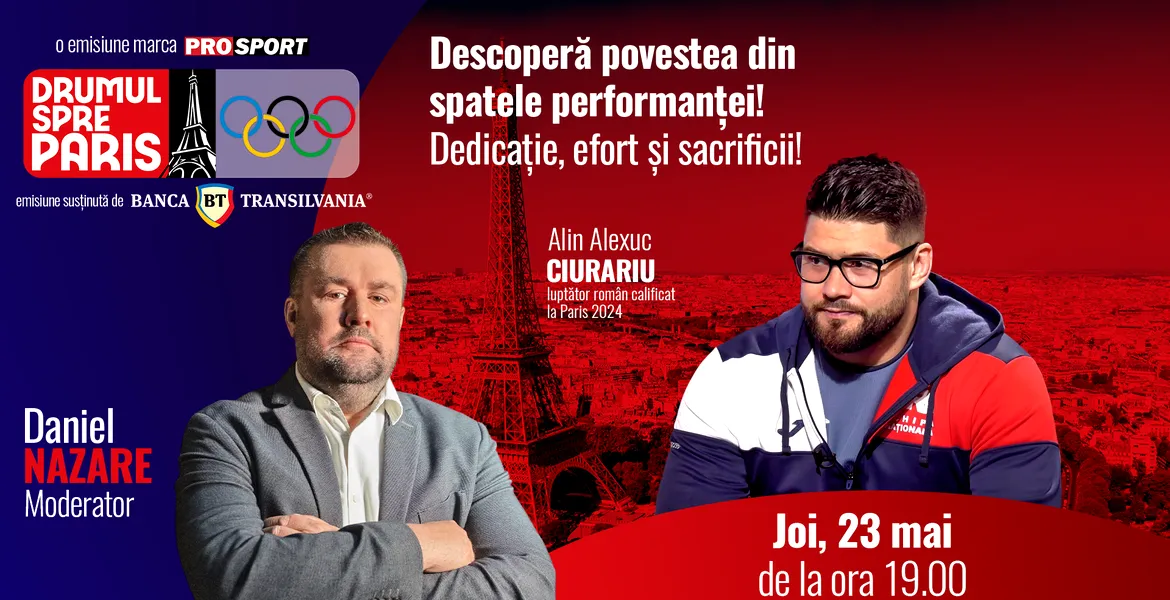 Luptătorul Alin Alexuc-Ciurariu, invitatul emisiunii ,,Drumul spre Paris’’ de joi, 23 mai, de la ora 19:00