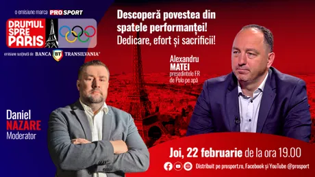 Alexandru Matei, președintele FR de Polo pe apă, este invitatul emisiunii „Drumul spre Paris” de joi, 22 februarie, de la ora 19:00