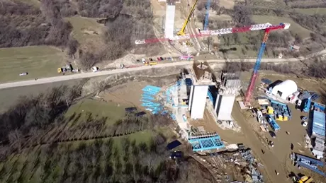 Autostrada A1 Sibiu-Pitești. Imagini cu lucrările la cel mai spectaculos viaduct