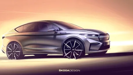 Skoda a publicat prima schiță oficială cu viitorul SUV Enyaq Coupe iV