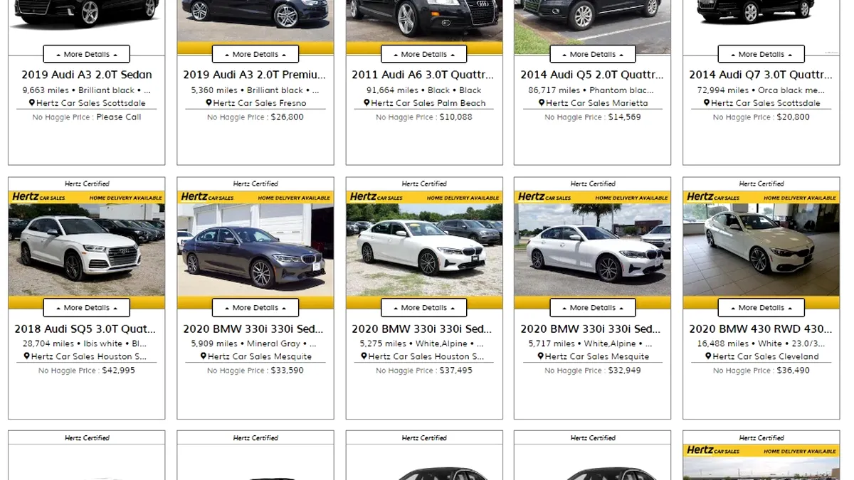 Ce mașini vinde o companie de închirieri auto care a intrat în faliment?